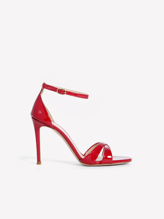 SANDALO IN VERNICE ROSSA CON CINTURINO ALLA CAVIGLIA E TACCO ALTO TAKI - Scarpe Donna: Calzature eleganti