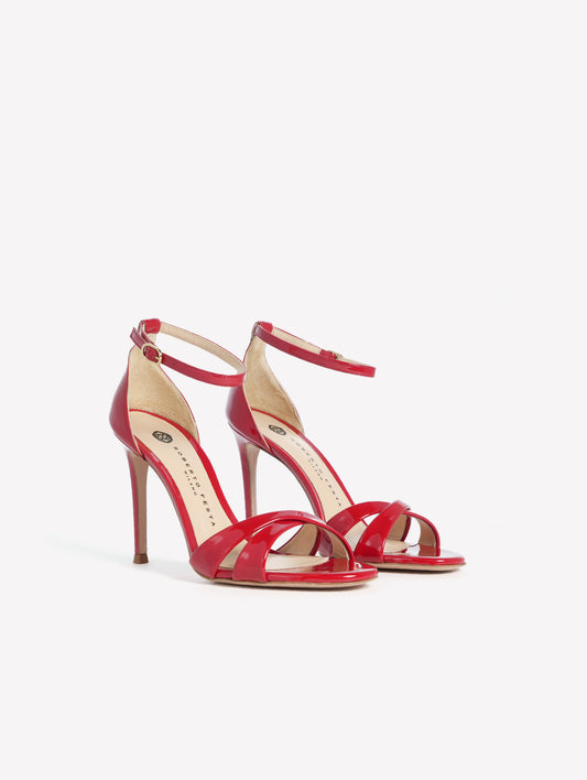 SANDALO IN VERNICE ROSSA CON CINTURINO ALLA CAVIGLIA E TACCO ALTO TAKI - Scarpe Donna: Calzature eleganti