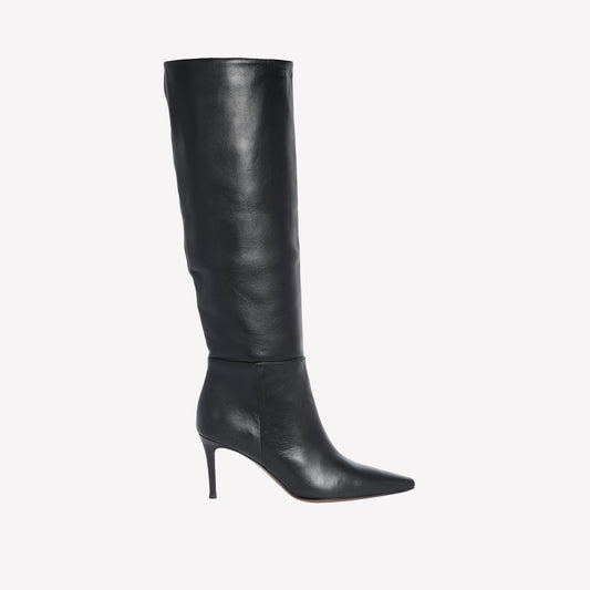 BLACK LAMB KNEE BOOT WITH HIGH HEEL THEA - Boots | Roberto Festa