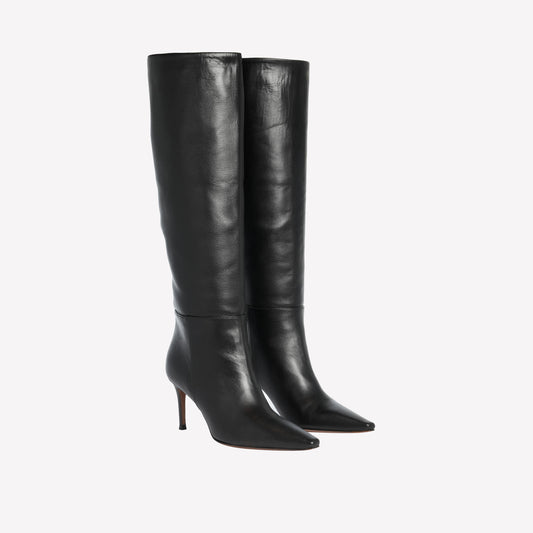 BLACK LAMB KNEE BOOT WITH HIGH HEEL THEA - Nero | Roberto Festa