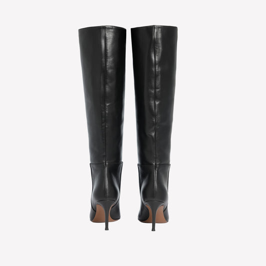 BLACK LAMB KNEE BOOT WITH HIGH HEEL THEA - Boots | Roberto Festa