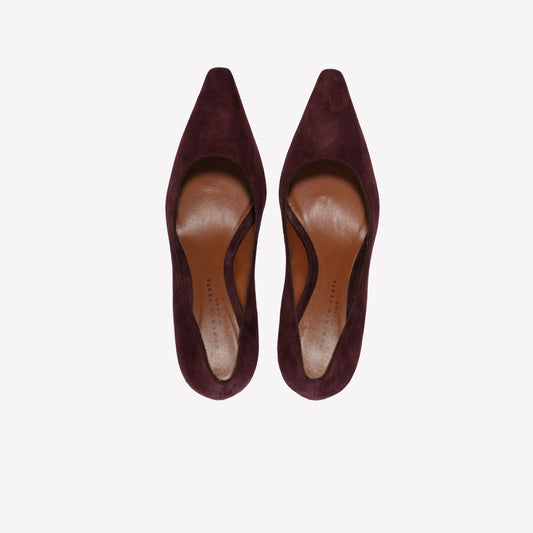 BURGUNDY SUEDE PUMP WITH HIGH HEEL TIRSA - Bordeaux | Roberto Festa