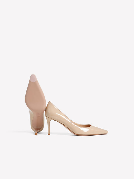 NUDE PATENT LEATHER PUMPS WITH MEDIUM HEEL TIRSA - Beige | Roberto Festa