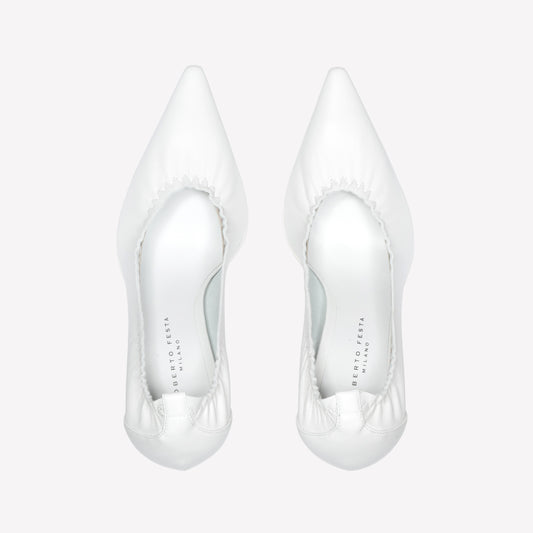 WHITE NAPPA LEATHER PUMPS WITH ELASTICIZED NECKLINE TULIPAN - Bianco | Roberto Festa