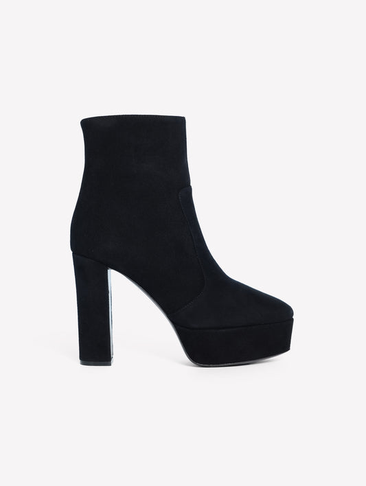 STIVALETTO IN CAMOSCIO NERO CON PLATEAU VARISSA - Nero | Roberto Festa