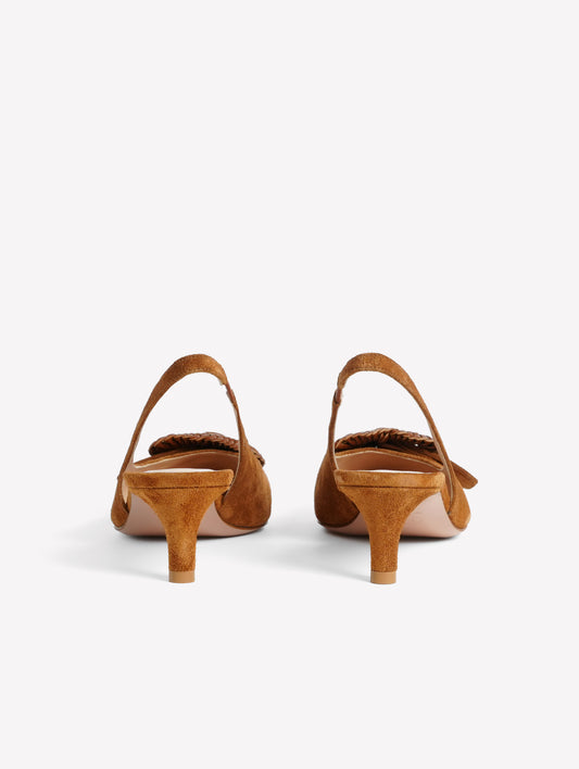 LEATHER SLINGBACK IN LEATHER-COLORED SUEDE WITH LEATHER BUCKLE VEGA - Marrone | Roberto Festa