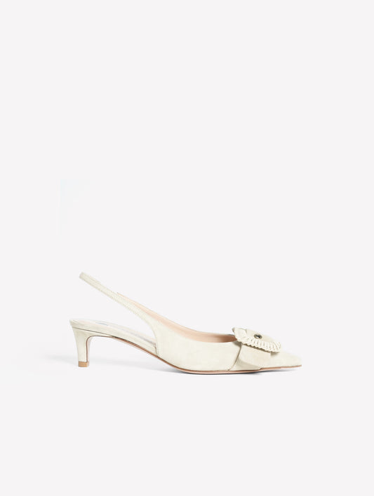 SLINGBACK IN CROSTA TAUPE CON FIBBIA IN PELLE VEGA - Scarpe Donna: Calzature eleganti