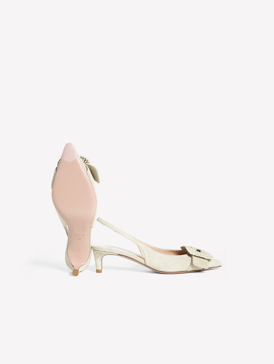 SLINGBACK IN CROSTA TAUPE CON FIBBIA IN PELLE VEGA - Marrone | Roberto Festa