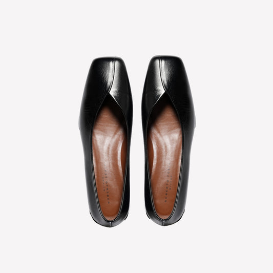 BLACK SEMI-GLOSS LEATHER DECOLLETE WITH V-NECK VINA - Nero | Roberto Festa