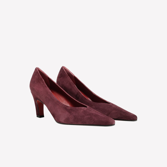 DECOLLETE' IN CAMOSCIO PRUGNA CON TACCO MEDIO WARA - Pumps | Roberto Festa