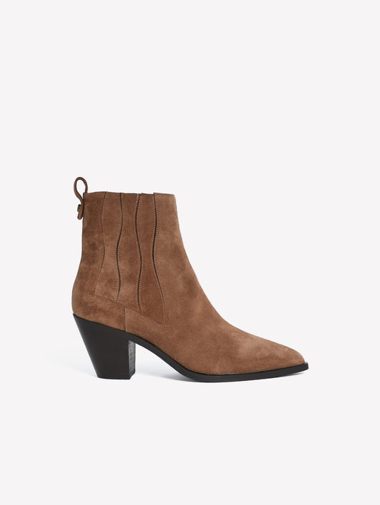 OAK-COLORED SUEDE CAMPEROS WITH A MEDIUM HEEL WENDY - Products | Roberto Festa
