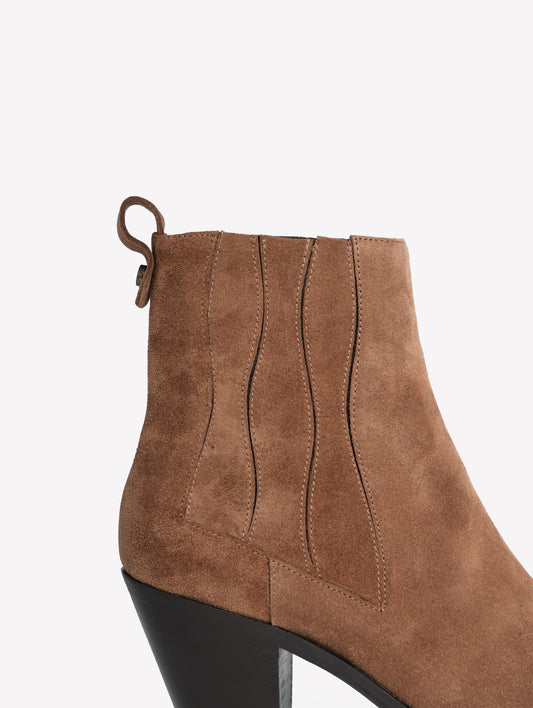OAK-COLORED SUEDE CAMPEROS WITH A MEDIUM HEEL WENDY - Brown | Roberto Festa