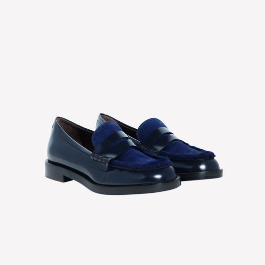 NAVY BLUE BRUSHED LOAFER XANDER - Loafers | Roberto Festa