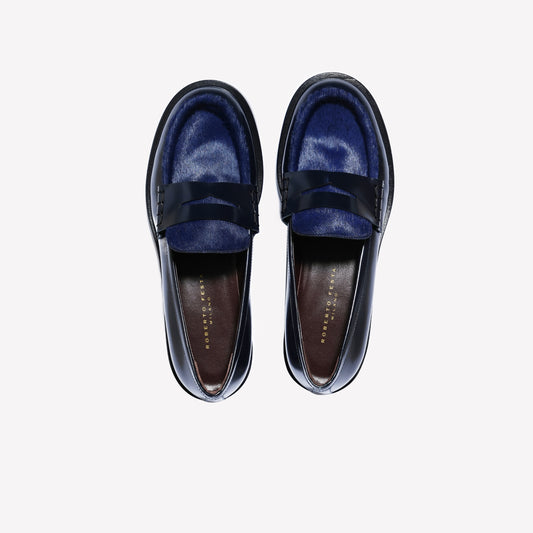 NAVY BLUE BRUSHED LOAFER XANDER - Blu | Roberto Festa