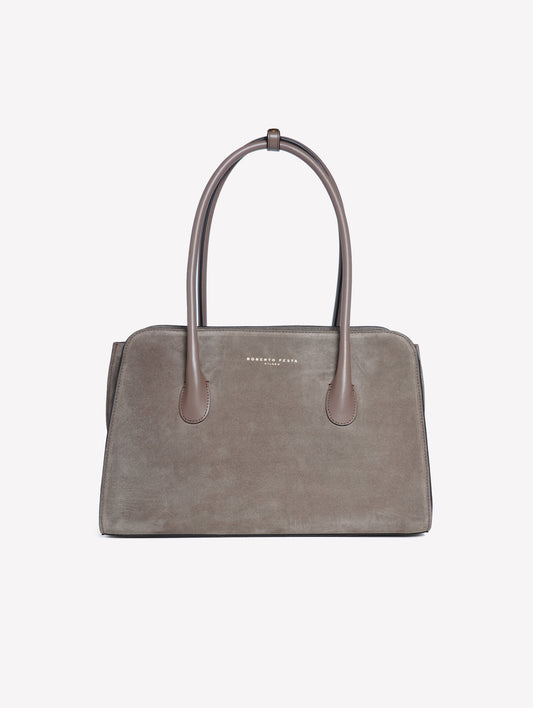 BORSA A SPALLA IN CAMOSCIO TAUPE ZETA - Taupe | Roberto Festa