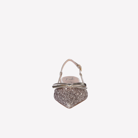 Aris slingback pumps in titanium paillettes with bow  - Gold | Roberto Festa