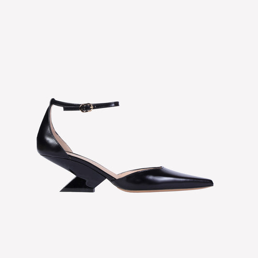 East pumps in black calf with ankle strap - Pumps | Roberto Festa