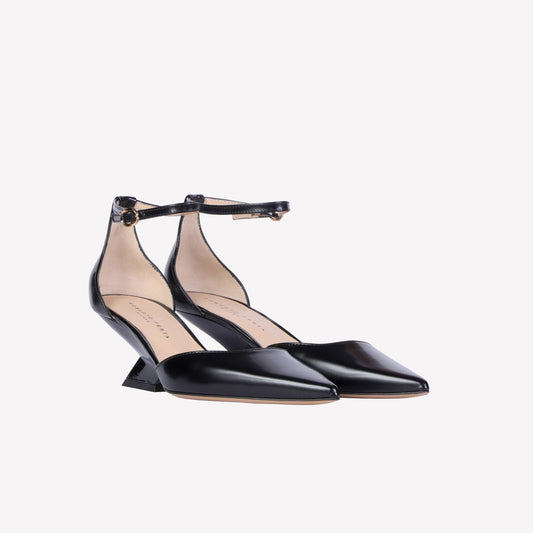 East pumps in black calf with ankle strap - Pumps | Roberto Festa