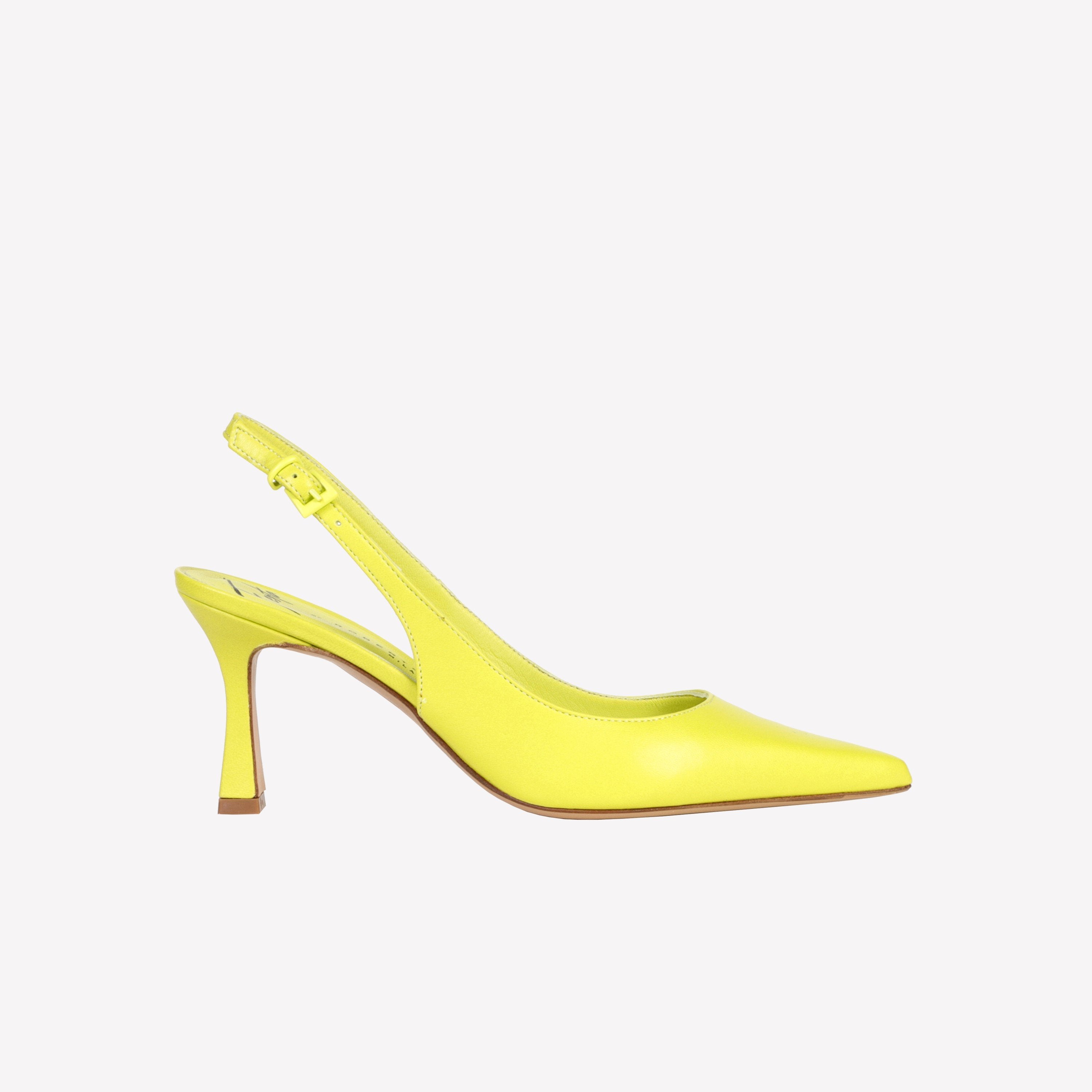 Women´s slingback pumpss in yellow leather | LODI women´s shoes online.