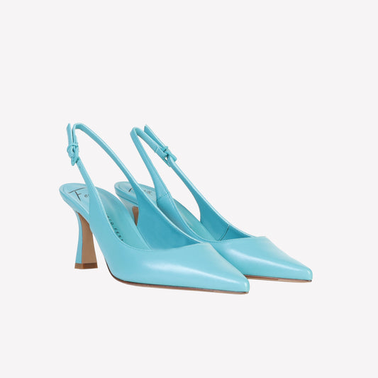 Frans slingback pumps in turquoise nappa leather  - Feed Spring Summer 2024 | Roberto Festa