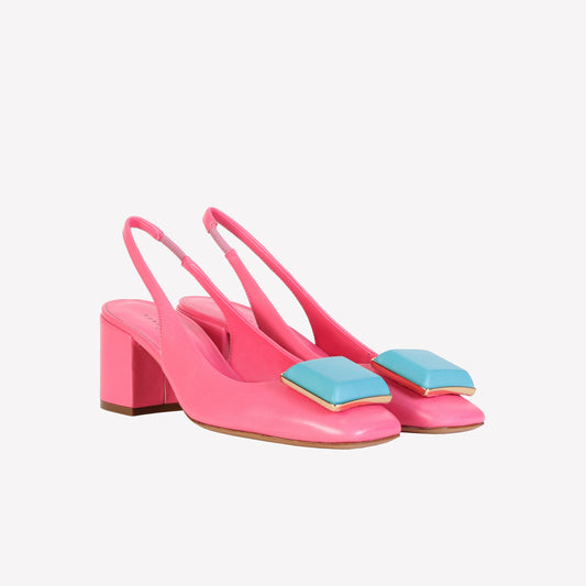 SLINGBACK IN NAPPA DOLL CON ACCESSORIO NAPPA TURQUOISE GABY - Rosa | Roberto Festa