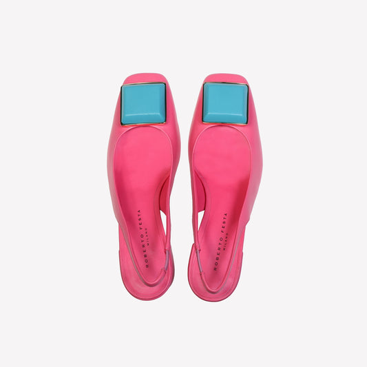 SLINGBACK IN NAPPA DOLL CON ACCESSORIO NAPPA TURQUOISE GABY - Rosa | Roberto Festa