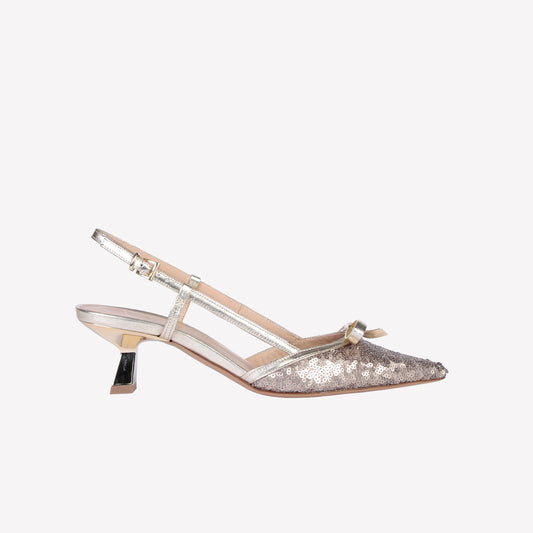 SLINGBACK IN LUXOR E PAILLETTES TITANIO IAMY - Oro | Roberto Festa