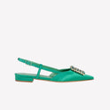 slingback in raso edera con accessorio strass lavanda