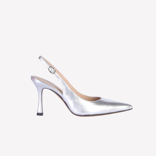 Lavinia slingback pumps silver leather  - Bridal Shoes | Roberto Festa