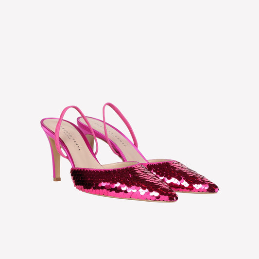 Posik barbie satin sequined slingback pumps - Sparkling Capsule | Roberto Festa