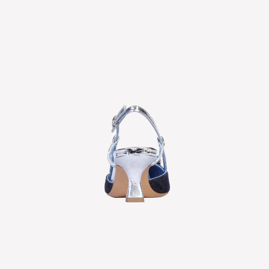 SLINGBACK IN JEANS DENIM CON ACCESSORIO STRASS STEFY - Blu | Roberto Festa
