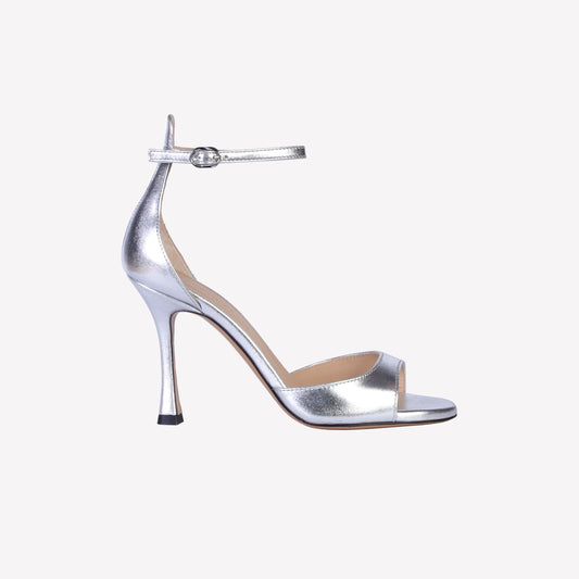 June silver leather sandals with strap  - Argento | Roberto Festa